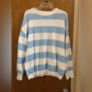 Blue and White Striped Women's Sweater